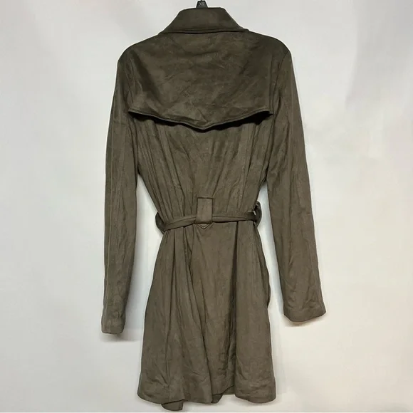 BB Dakota Khaki Double-Breasted Trench Coat - Picture 3 of 3